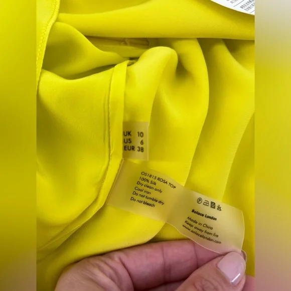New With Tags SOLACE LONDON Rosa Silk Satin Top UK10 US6 IT38Yellow Draped